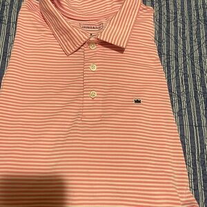 Crown & Ivy Mens Pink Striped Golf Polo Shirt
